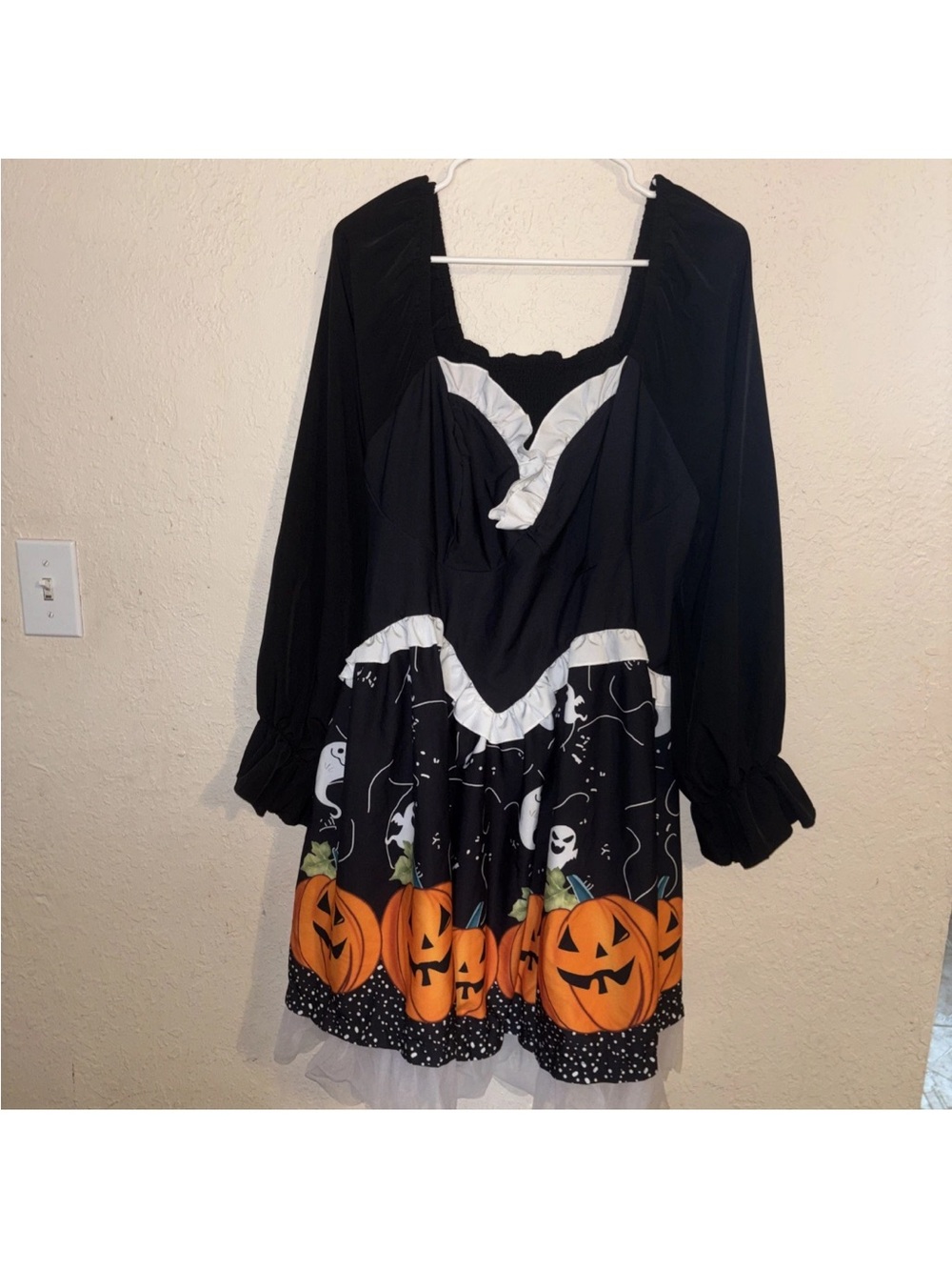 SHEIN Black and Orange Pumpkin Print Halloween Dress